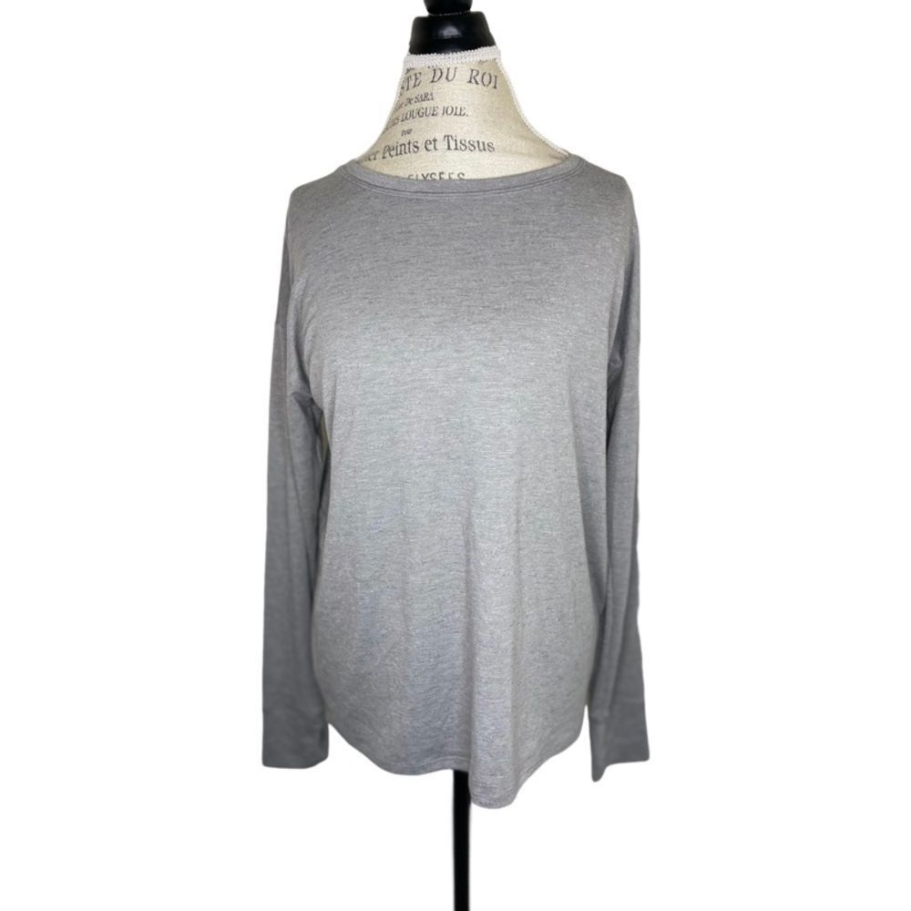 Xersion  EUC Long Sleeve Open Back Yoga Top Gray Medium Oversized